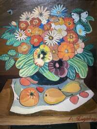 Quadro di vaso di fiori autore Ligabue